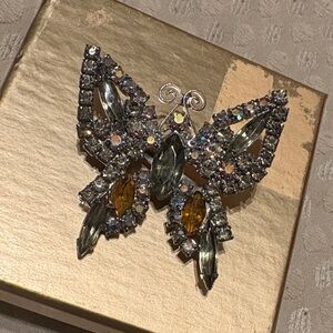 Vintage Sparkling Butterfly Brooch